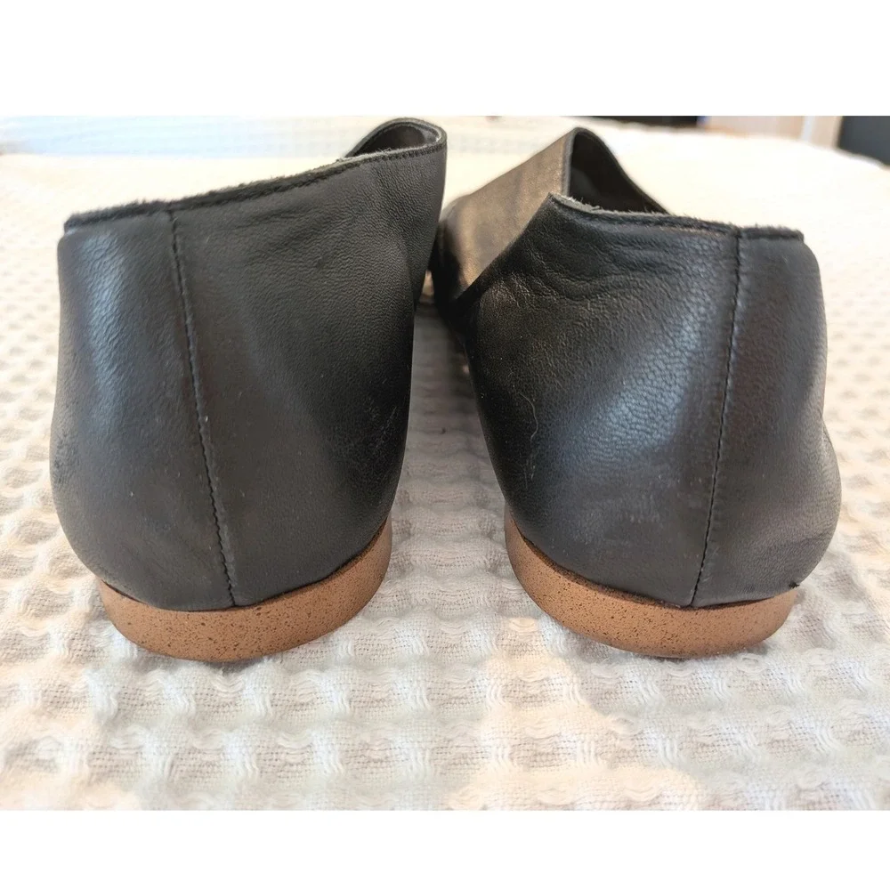 Sole Society Black Leather Asymmetrical Open Toe d'Orsay Flat Sandals Womens 8.5 - Picture 2 of 8